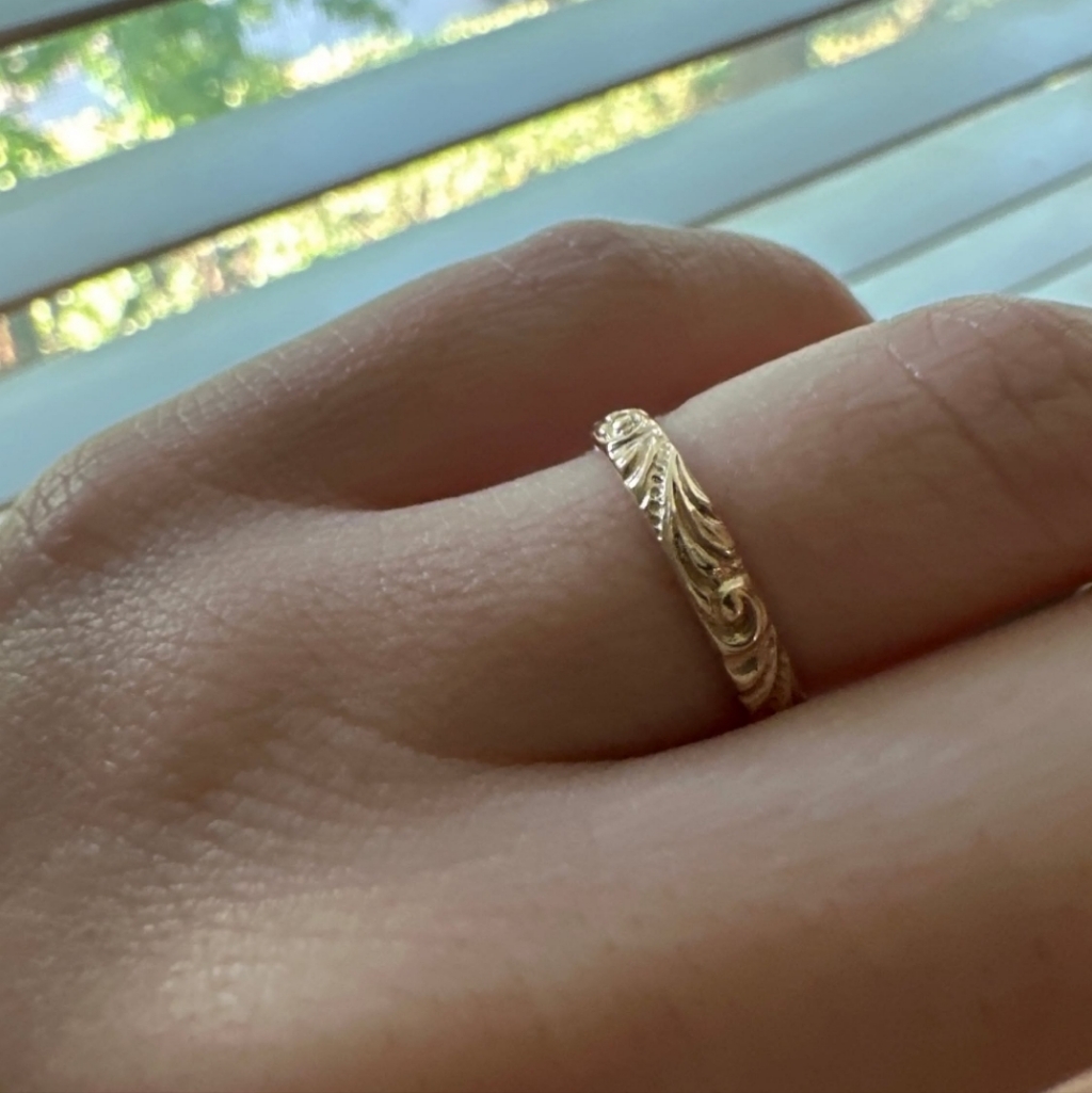 Solid 10k Handmade Ornate Edwardian Style Ring Band Size 6